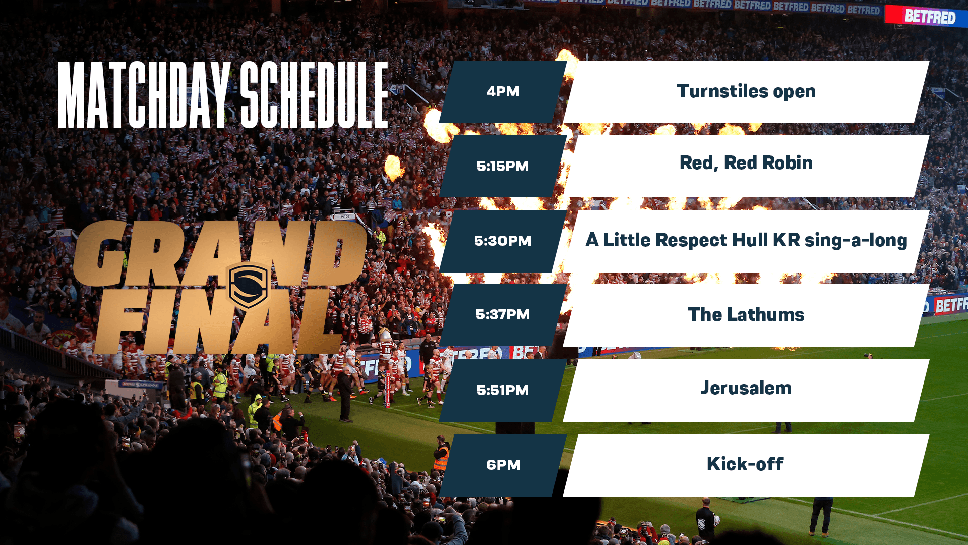 Grand Final Matchday Schedule